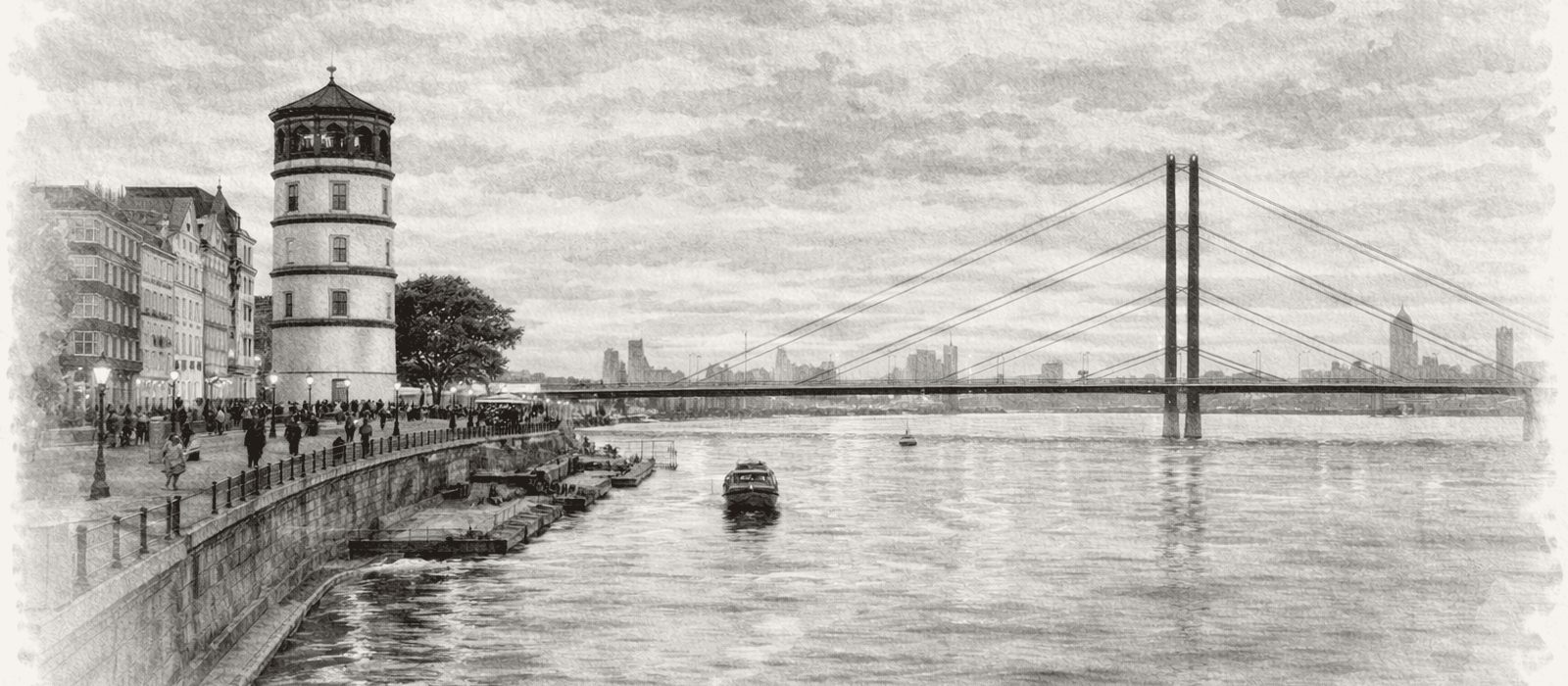 Architectural view of D&uuml;sseldorf, drawn plate