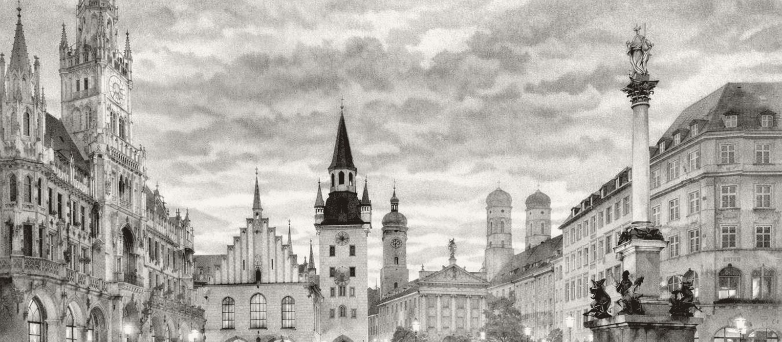 Architectural view of M&uuml;nchen, drawn plate