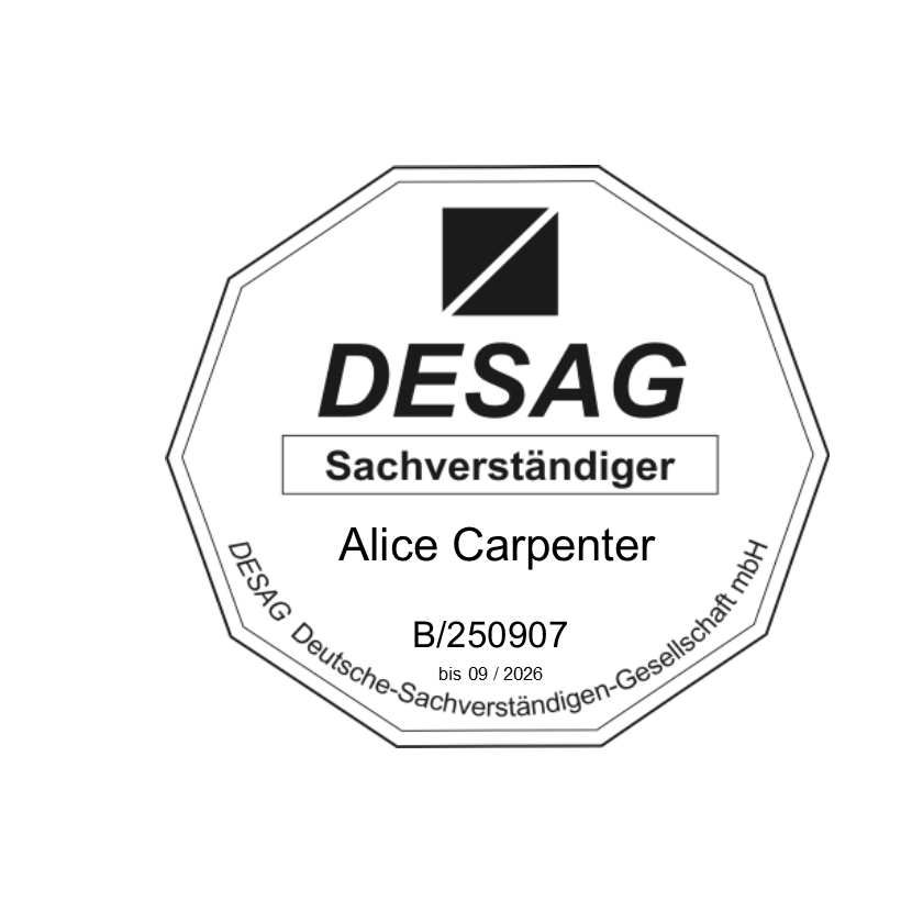 DESAG Sachverständiger — Alice Carpenter, certified building expert B/250907